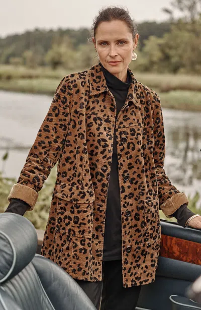 Jjill J.jill Tumbled-cord Coat In Nutmeg Classic Leopard