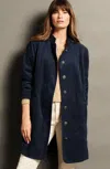 Jjill J.jill Tumbled-cord Military Duster Jacket In Blue