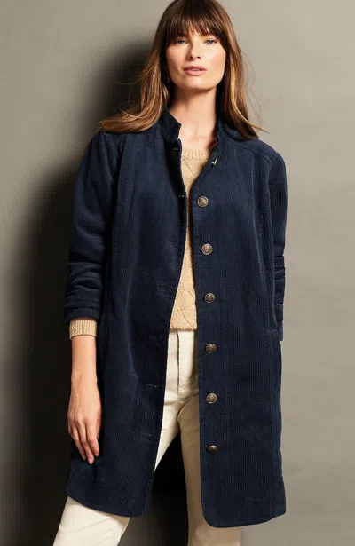 Jjill J.jill Tumbled-cord Military Duster Jacket In Blue