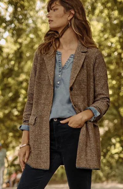 Jjill J.jill Tweed-textured Sweater-jacket In Maple Sugar Multi