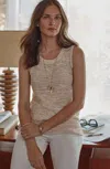 Jjill J.jill Tweed-textured Sweater Tank In Cream,lava Rock
