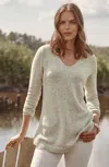 Jjill J.jill Buttoned-front V-neck Blouse In Soft Pumice Multi