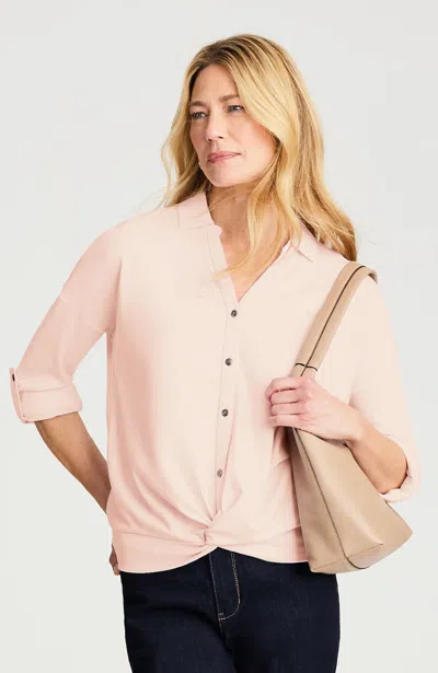 Jjill J.jill Twist-front Button-down Shirt In Neutral