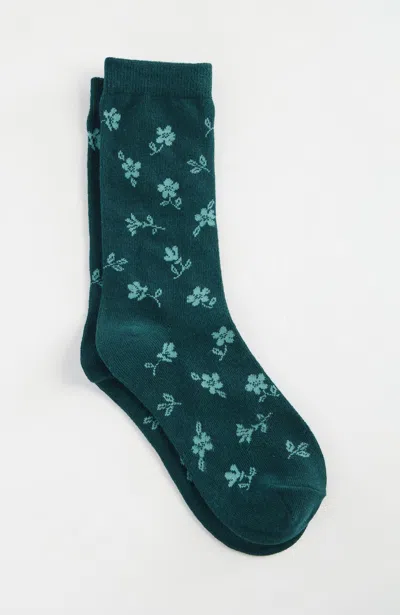 Jjill J.jill Two-tone Floral Crew Socks In Multi