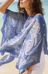 Jjill J.jill Two-way Paisley-printed Poncho In Viola Multi