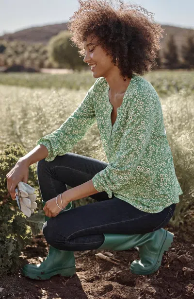 Jjill J.jill Ultrasoft Pullover Blouse In Green Grass Evening Garden