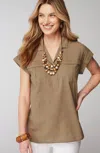 Jjill J.jill Utility Popover Shirt In Coconut Shell