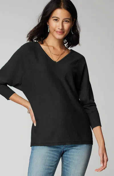 Jjill J.jill V-neck Dolman Pullover Sweater In Black