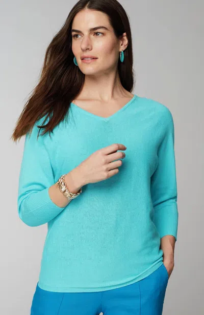 Jjill J.jill V-neck Dolman Pullover Sweater In Blue Oasis