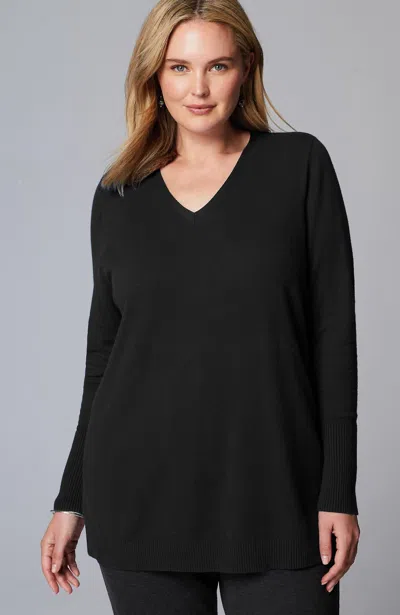 Jjill J.jill V-neck Sweater Tunic In Black