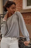 Jjill J.jill Velour Mixed-media Top In Ash
