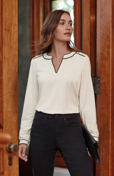 Jjill J.jill Velvet-piped Top In White