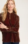 Jjill J.jill Velvet Stand-collar Top In Brown