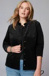 Jjill J.jill Velveteen-stretch Military Jacket In Black