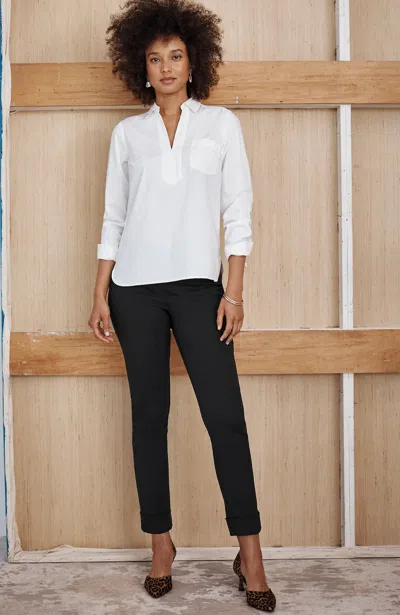 Jjill J.jill Versatile Cotton-stretch Cuffed Pants In Black