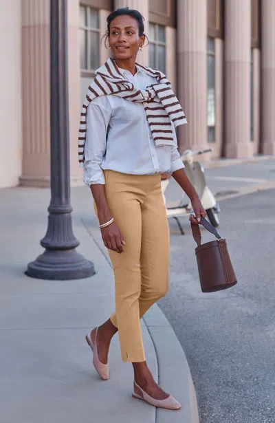 Jjill J.jill Versatile Cotton-stretch Slim-leg Pants In Brown