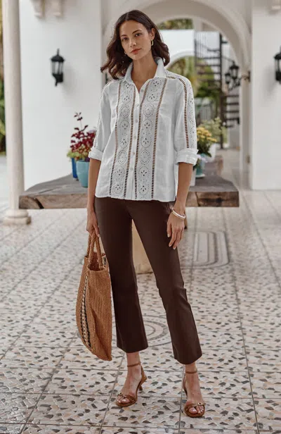 Jjill Versatile Cotton-stretch Flare Pants In Brown