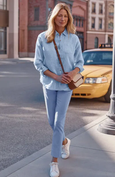 Jjill Versatile Cotton-stretch Slim-leg Pants In Blue