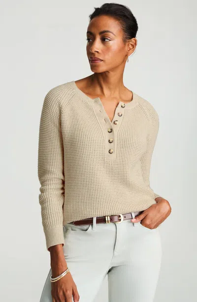 Jjill J.jill Waffle-knit Henley Sweater In Gray