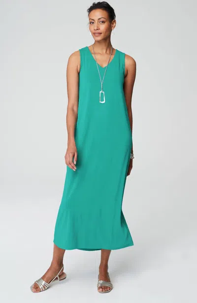 Jjill J.jill Wearever A-line Elliptical-hem Dress In Teal Green