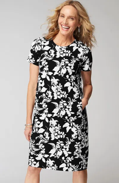 Jjill J.jill Wearever A-line T-shirt Dress In Black Silhouette Vines