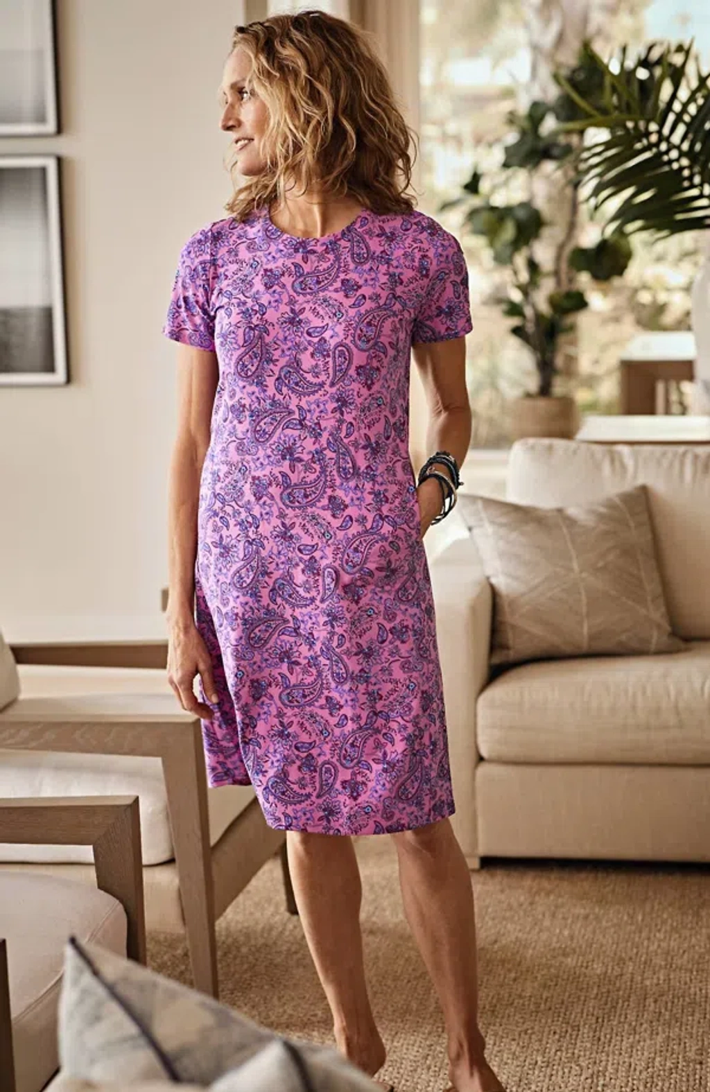Jjill J.jill Wearever A-line T-shirt Dress In Venetian Rose Midnight  Paisley | ModeSens