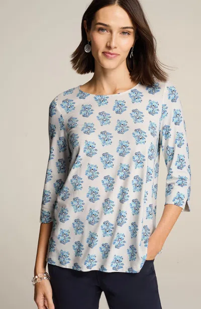 Jjill J.jill Wearever Ballet-sleeve Crew-neck Top In Cream Radiant Stamp
