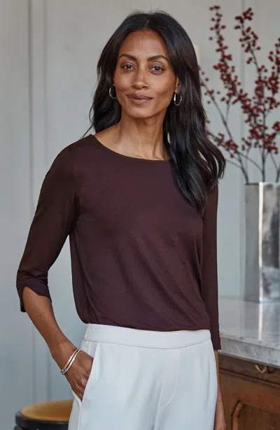 Jjill J.jill Wearever Ballet-sleeve Crew-neck Top In Purple