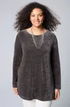 Jjill J.jill Wearever Boat-neck Chenille Tunic In Onyx