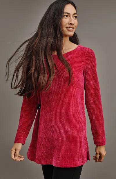 Jjill J.jill Wearever Boat-neck Chenille Tunic In Scarlet