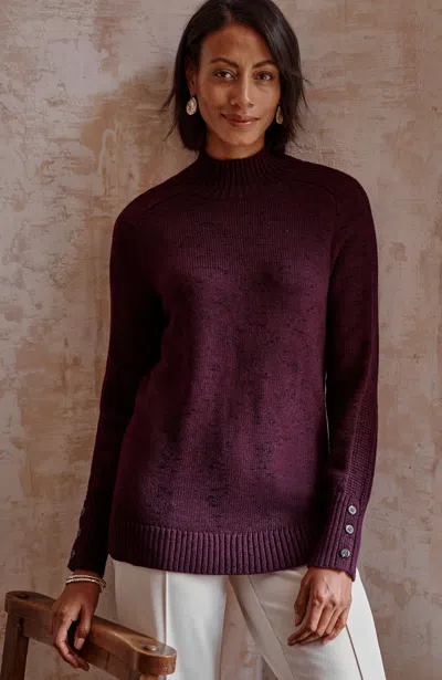 Jjill J.jill Wearever Button-cuffed Sweater In Claret Multi