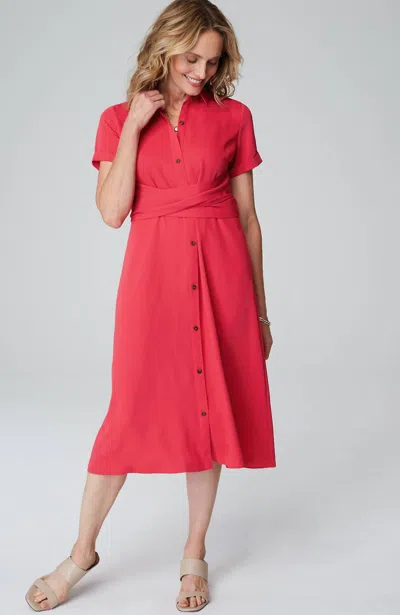 Jjill J.jill Wearever Button-front Belted Shirtdress In Poppy