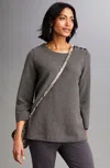 Jjill J.jill Wearever Buttoned-shoulder Ottoman Top In Gray