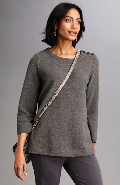 Jjill J.jill Wearever Buttoned-shoulder Ottoman Top In Gray