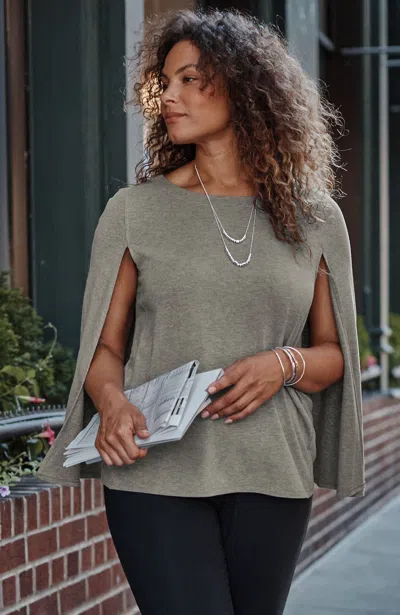 Jjill J.jill Wearever Cape Top In Dark Grey Heather