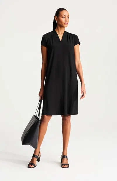 Jjill Wearever Cap-sleeve A-line Dress In Black
