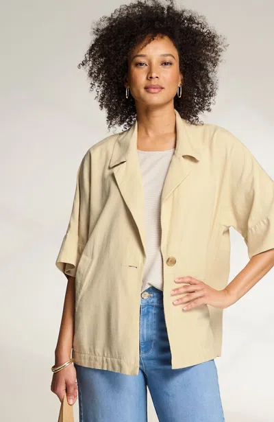 Jjill J.jill Wearever Collared One-button Jacket In Oatmeal