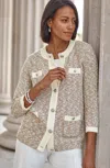 Jjill J.jill Wearever Contrast-trimmed Sweater-jacket In Camel,porcelain