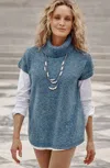 Jjill J.jill Wearever Cowl-neck Short-sleeve Sweater In Moonlit Sky Heather