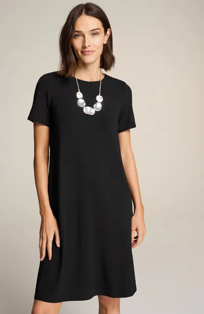 Jjill J.jill Wearever Crew-neck T-shirt Dress In Black