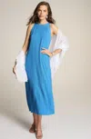 Jjill J.jill Wearever Crinkle-textured Maxi Dress In Blue Agate