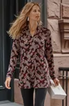 Jjill J.jill Wearever Crossover V-neck Tunic In Black Illuminated Paisley