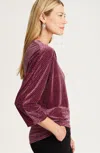 Jjill J.jill Wearever Crushed-velvet Wedge Top In Burgundy