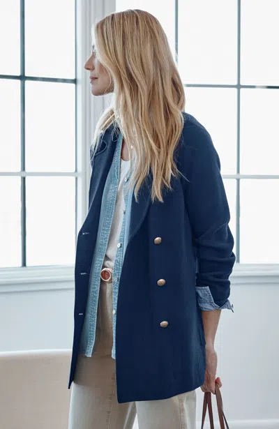 Jjill J.jill Wearever Double-breasted Sweater Blazer In Blue