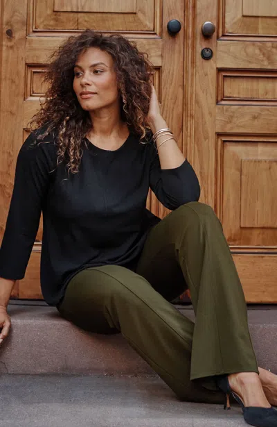 Jjill J.jill Wearever Double-face Jersey Boot-cut Trousers In Kalamata