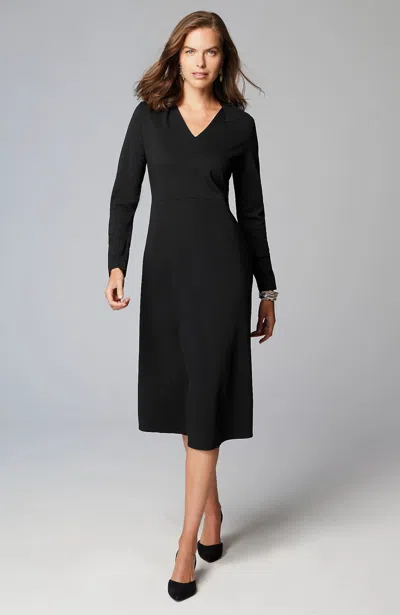 Jjill J.jill Wearever Double-face Jersey Fit-and-flare Dress In Black