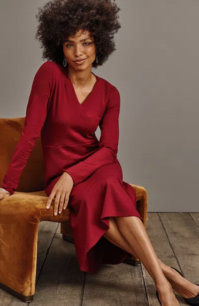 Jjill J.jill Wearever Double-face Jersey Fit-and-flare Dress In Cherry Wine