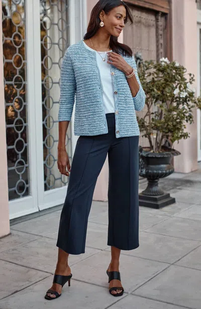 Jjill J.jill Wearever Double-face Jersey Pintucked Crops In Navy Blue