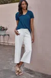 Jjill J.jill Wearever Double-face Jersey Pintucked Crops In White