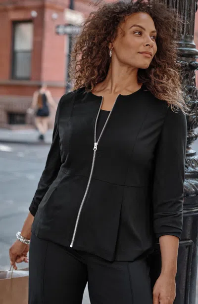 Jjill J.jill Wearever Double-face Jersey Zip Jacket In Black